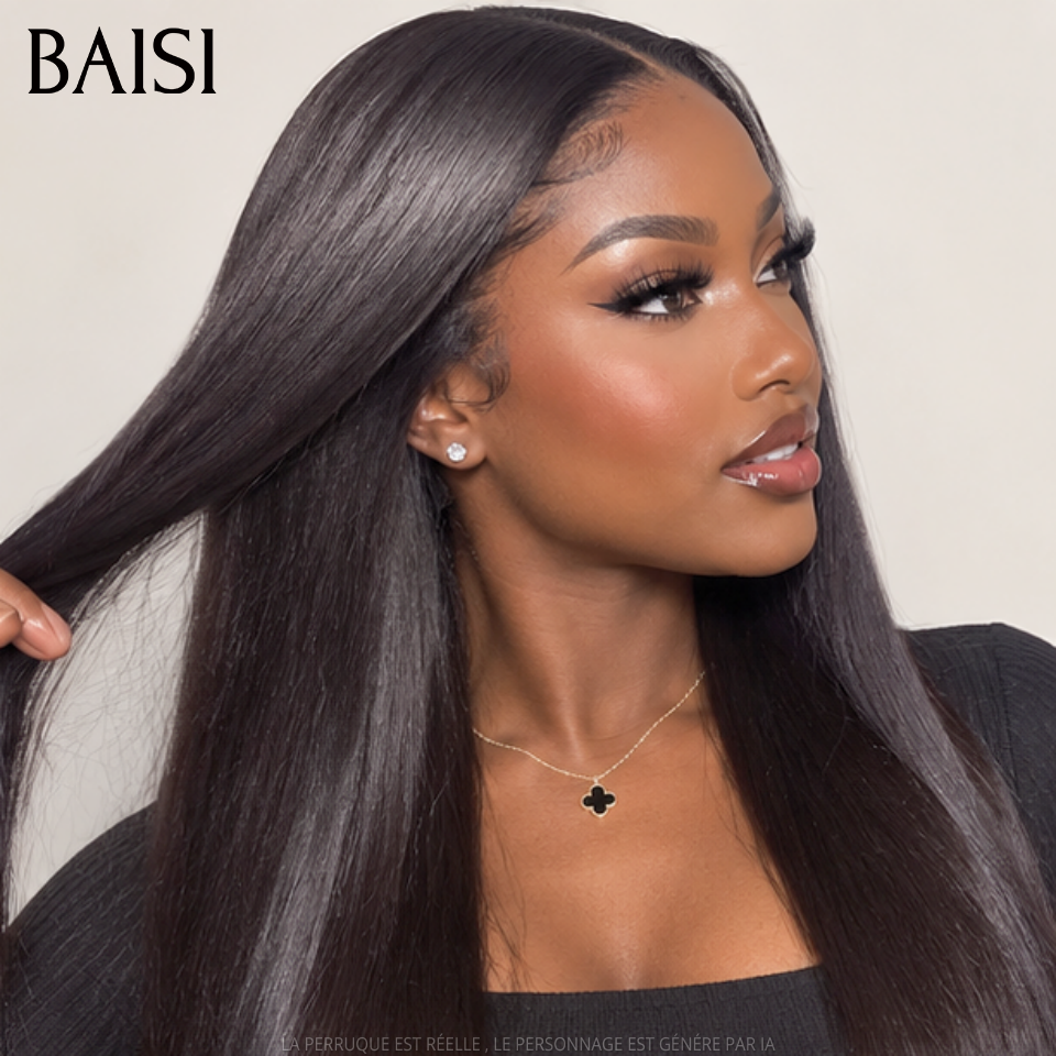 BAISI 2X6 lace closure Perruque lisse NOIR  moitié prix 14 Pouces DE luxe Vietnamese Hair en 100% Cheveux Humains MP50
