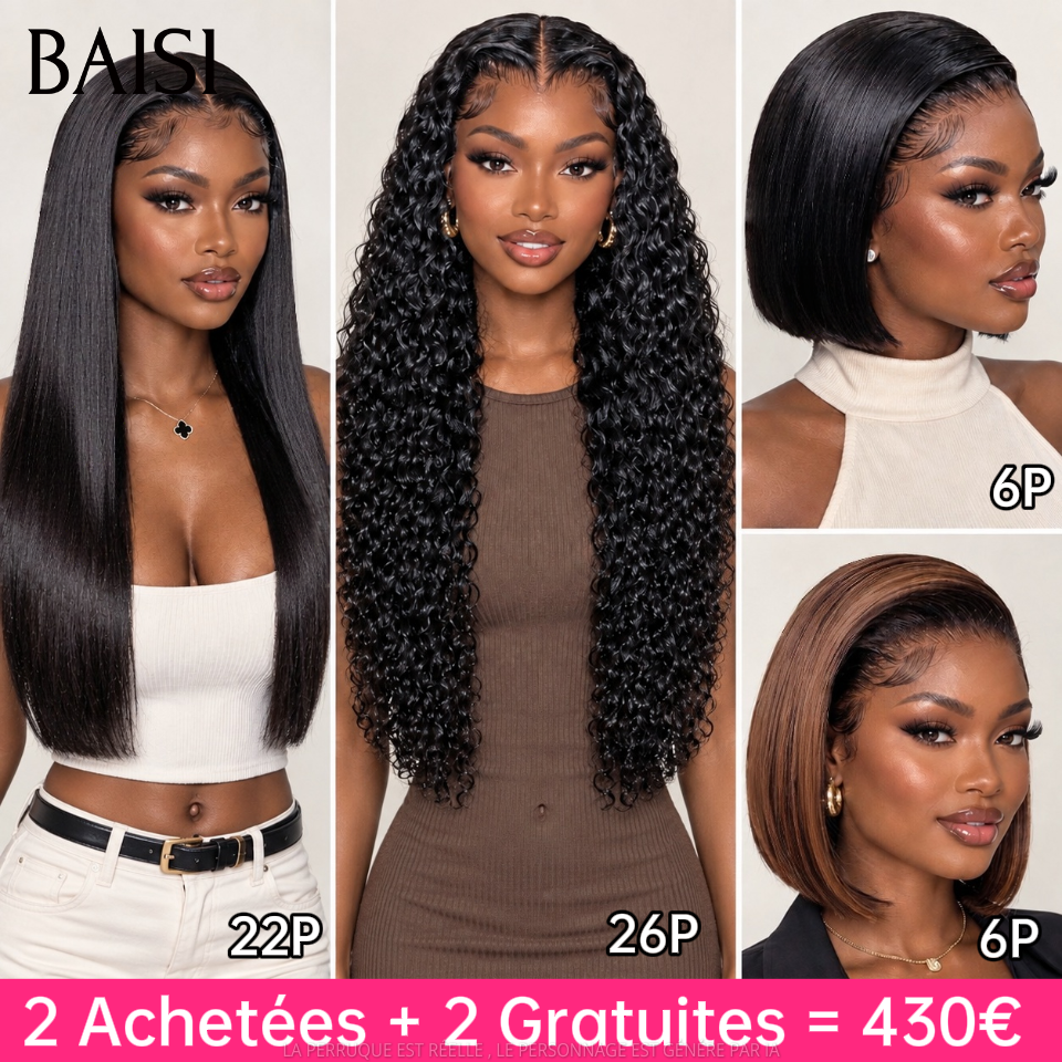 BAISI PROMO 2 Achetées + 2 Gratuites = 430€ Moitié Prix en 100% vrais cheveux humains MP50