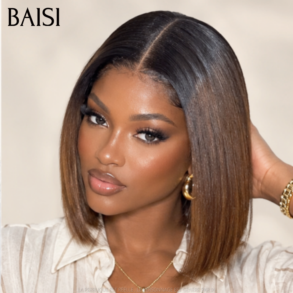 BAISI 1 Marron 99€ + 1 Noir 100€ 4x4 Lace Lisse 10 Pouces 1BT4# et human hair 20 Pouces ou 8 perruques Bob à moitié prix 259€ en France en 100% cheveux humains