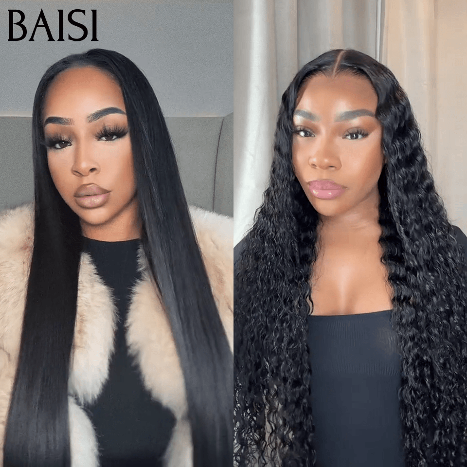 BAISI vente flash 2 perruques 270€ 4x4 curly wave et 13x4 lisse 12 pouces ou 2 perruques 349€ 13X4 laces 20 pouces curly et lisse  moitié prix en 100% vrais cheveux humains mp50