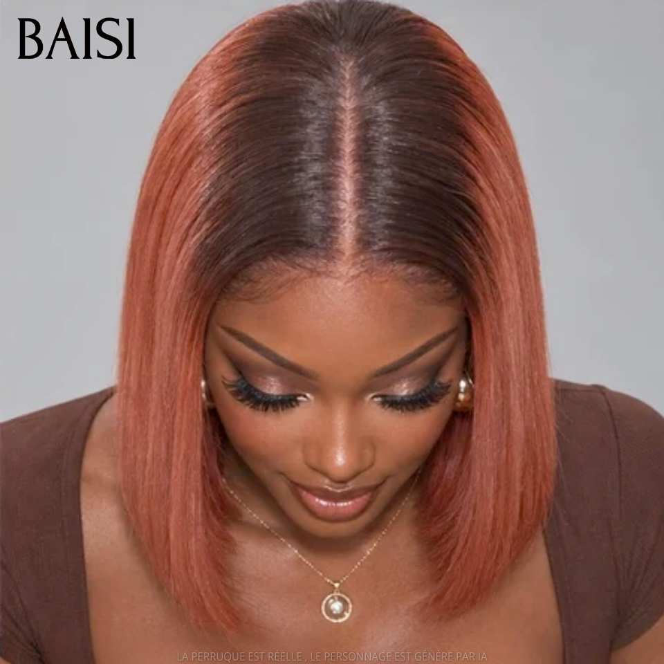 BAISI 2X6 lace closure perruque Lisse Bob en couleur 4T33# Couleurs personnalisées 250% Densité SDD BONE Straight 100% Vietnam Hair en 100% Cheveux Humains