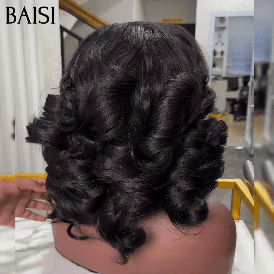 BAISI Wig 4X4 Lace LOOP Wave 16 Inch Lots of Volume 250% Density In 100% Raw Hair