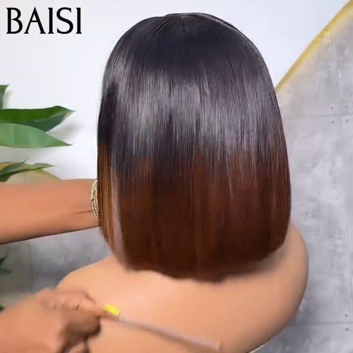 BAISI 2X6 Perruque Bob Lisse En Marron #1B4 de luxe 12 pouces en 100% Cheveux Humains vietnam hair VIP100