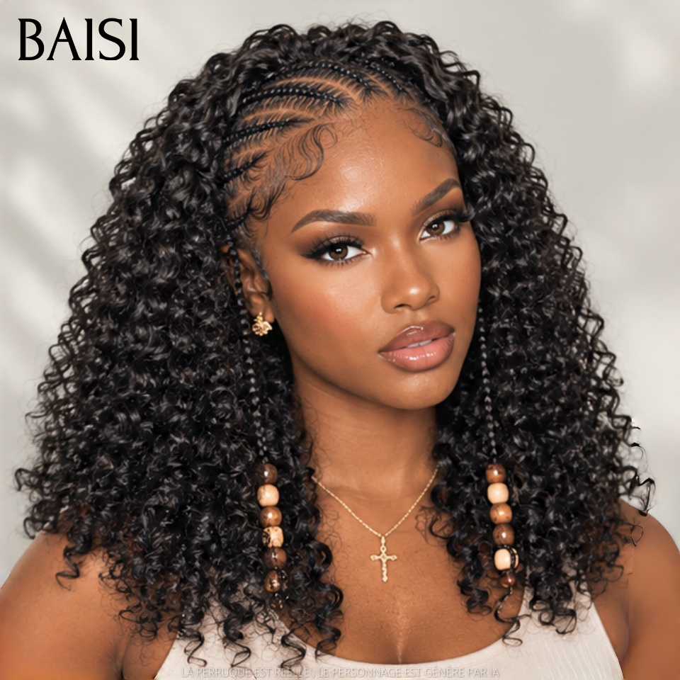 BAISI Extensions Plumes 100% Cheveux Humains Deep Wave Couleur Noir 1B# Pose Etape par Etape en Crochet 100Gr Plus de Longueur et de Volume Port Durable