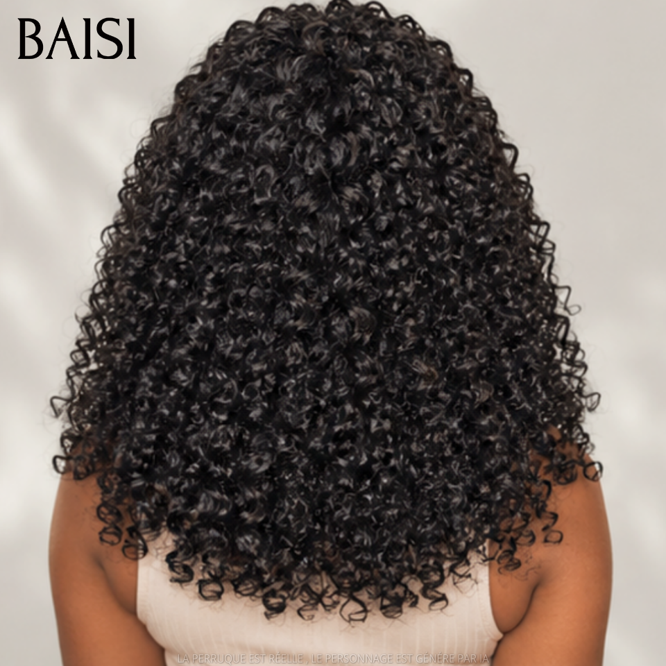 BAISI Extensions Plumes 100% Cheveux Humains Deep Wave Couleur Noir 1B# Pose Etape par Etape en Crochet 100Gr Plus de Longueur et de Volume Port Durable