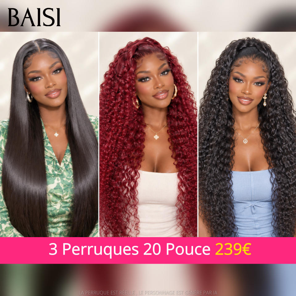 BAISI Vente En Gros 3 Perruques Longues 20 Pouces à Partir de 239€ Seulement Très Facile A Revendre en 100% Cheveux humains