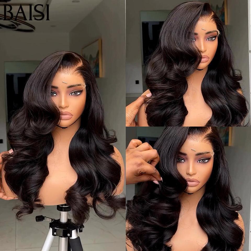 BAISI 4x4 Lace Luxus-Perücken, 100 % Vietnam-Haar, Körperwellenvolumen, 250 % Dichte, A1, hergestellt aus doppelt gezogenem, reinem Haar
