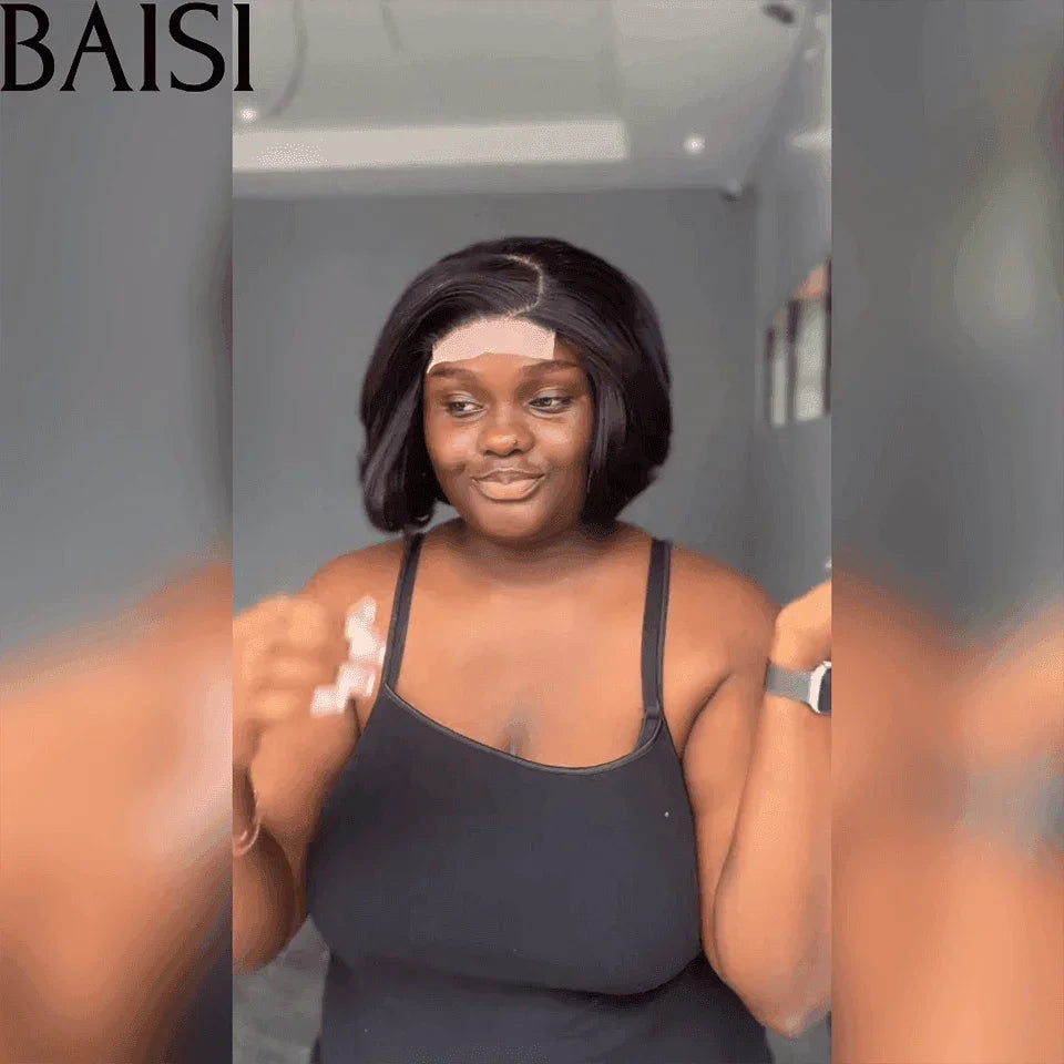 BAISI 4X4 Straight BOB Wig Side Parting 1B# €75 in 100% Human Hair