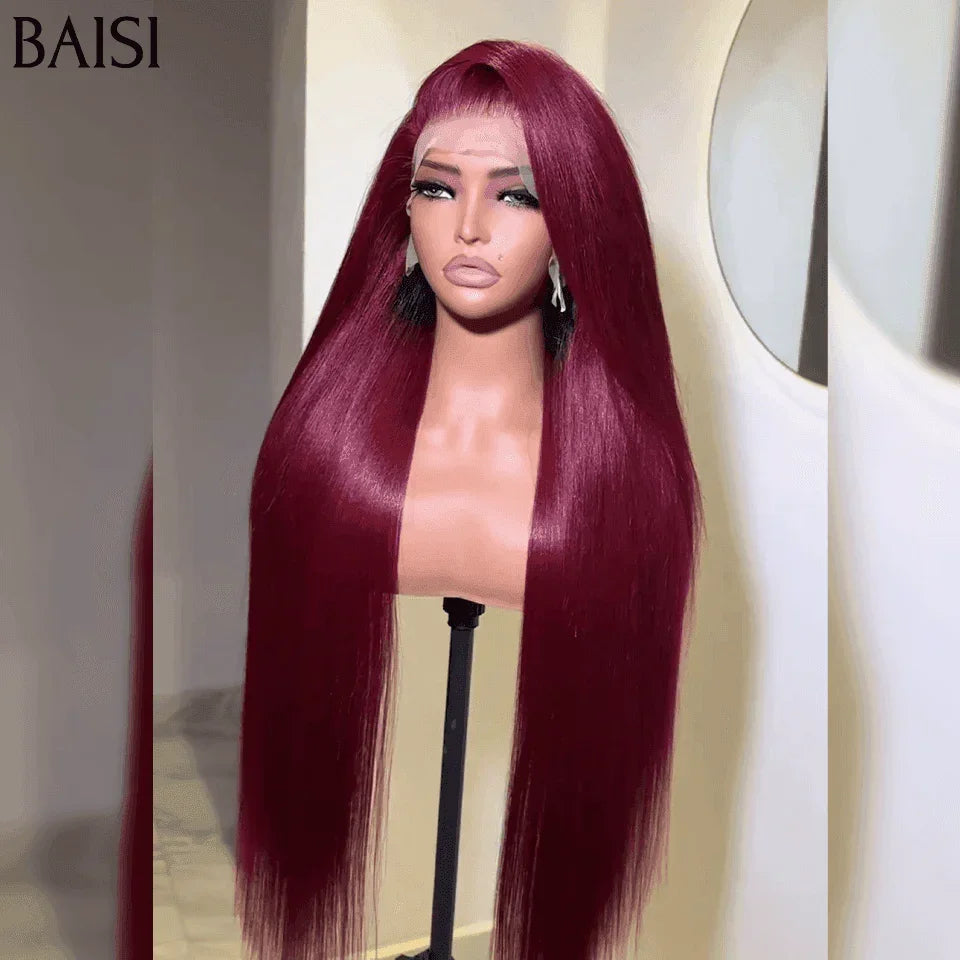BAISI Wholesale Price 2 Wig for resell €299 20 Inches in 100% real human hair 13X4 lace Custom Colors Brown and Burgundy CODE: VIP100