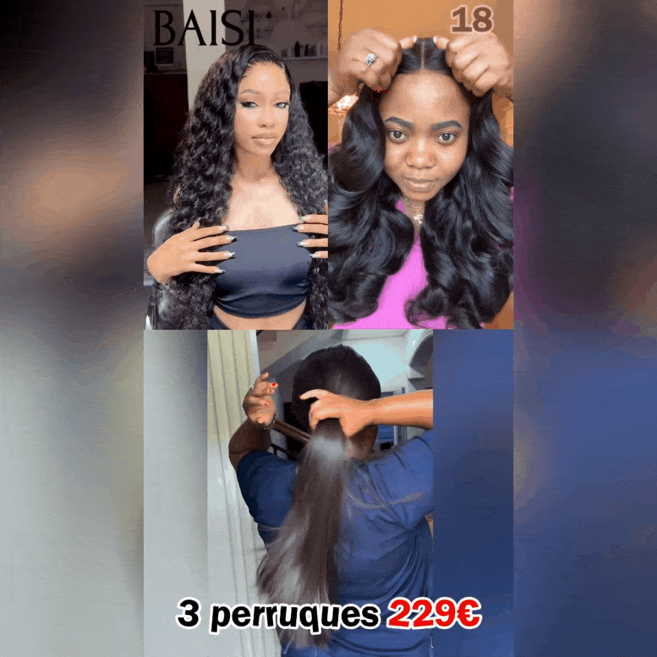 BAISI Bündel von 4 Perücken Erschwinglich 415 Euro aus 100% Echthaar von guter Qualität in brasilianischen Indianersträhnen