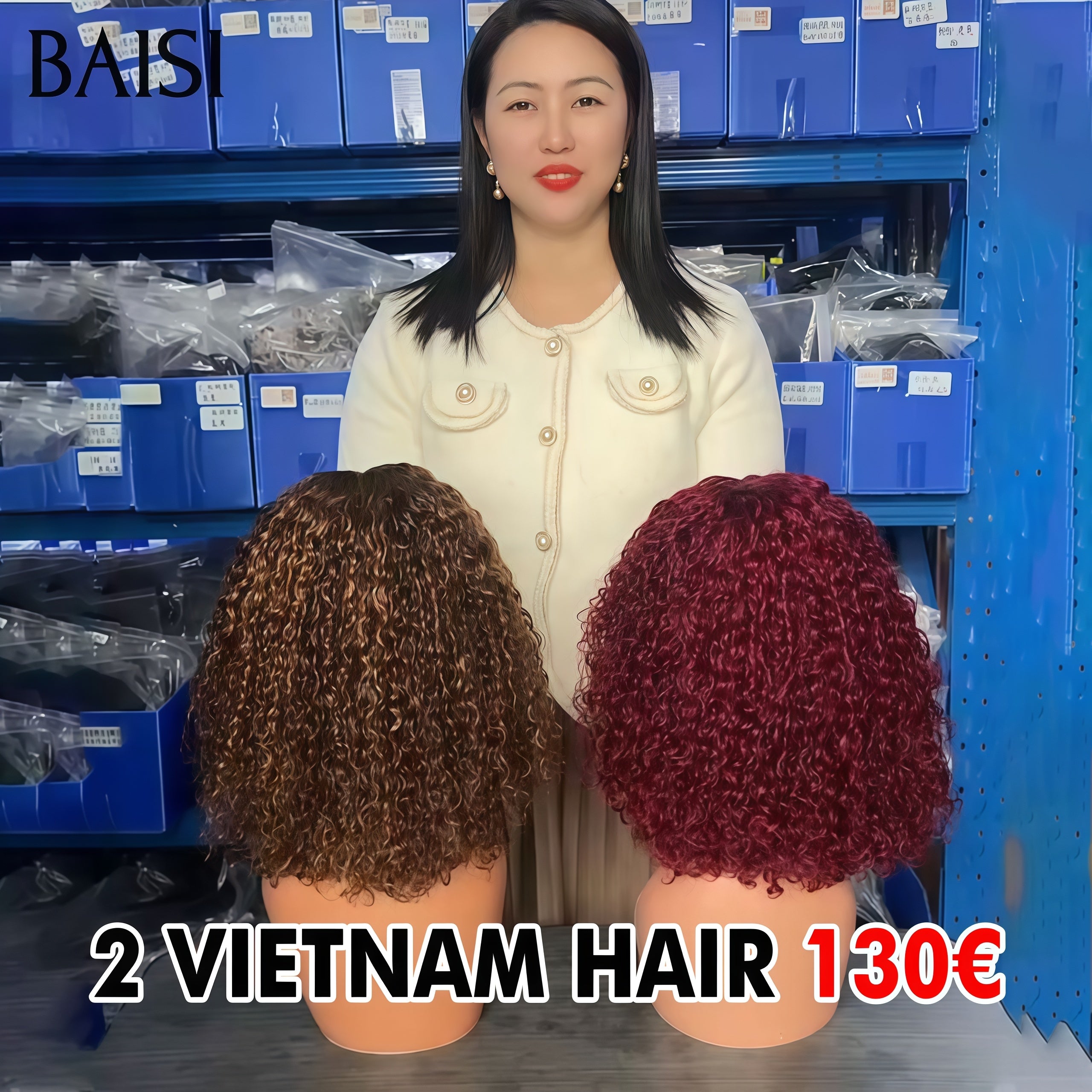 BAISI PROMO 2 Perruques BOB en 5 combinaisons de perruques différentes 100% Vietnam Hair en 100% Cheveux Humains