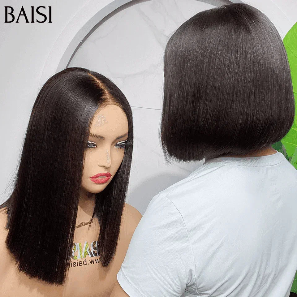 BAISI Perruque Combinée 2 Perruques pour revendre 145€ 2X6 lace BOB Lisse en 100% vrais cheveux humains VIP100