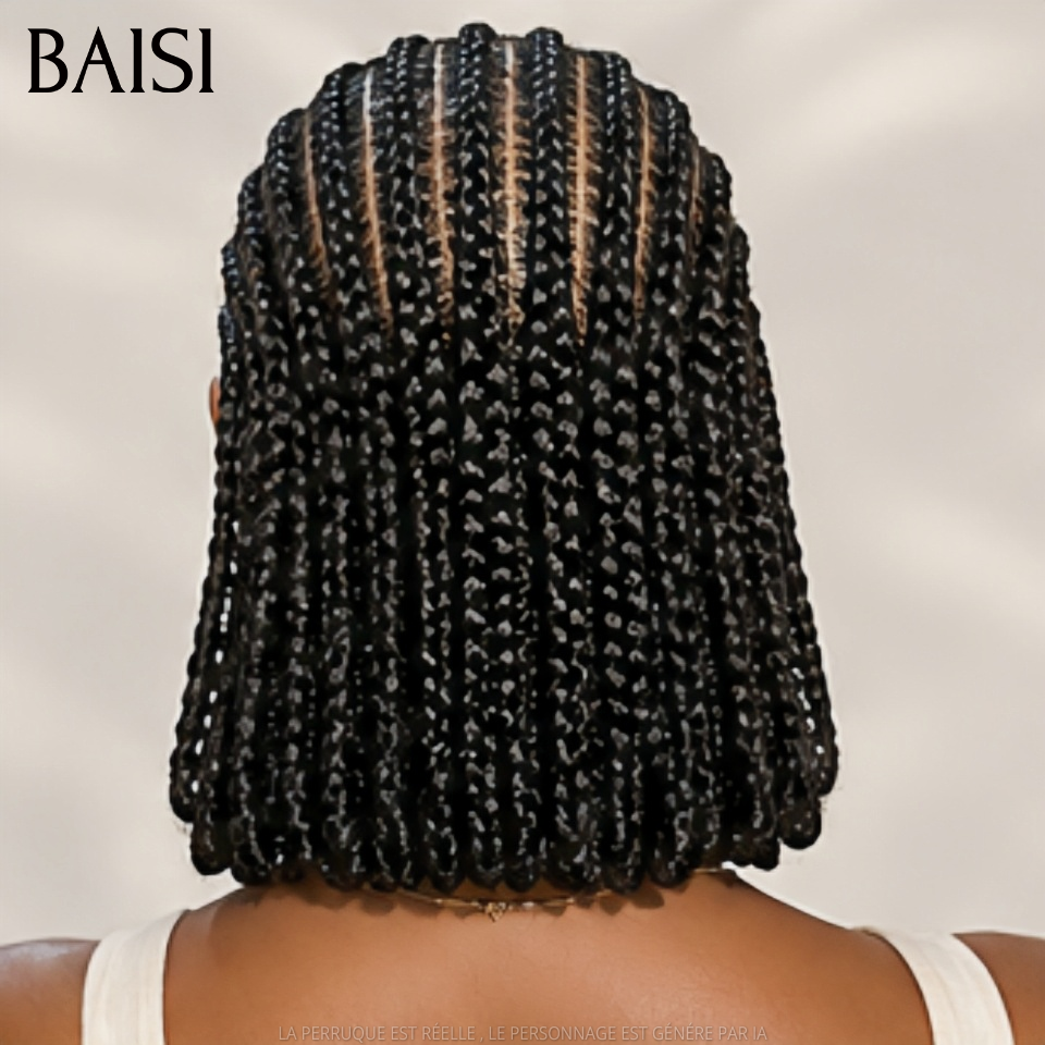 BAISI Full Lace Perruque Bob Natte Pleine Zig Zag Super Pratique 169€ 100% Identique Contre Chaleur  en 100% Cheveux humains