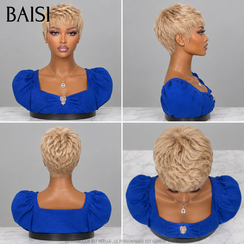 BAISI  Grande Promo petite coupe fabriqué à la machine en 3 couleur NOIR 1B# ou bordeaux 99J# ou miel 27#  En 100% Cheveux Humains #026 FR38