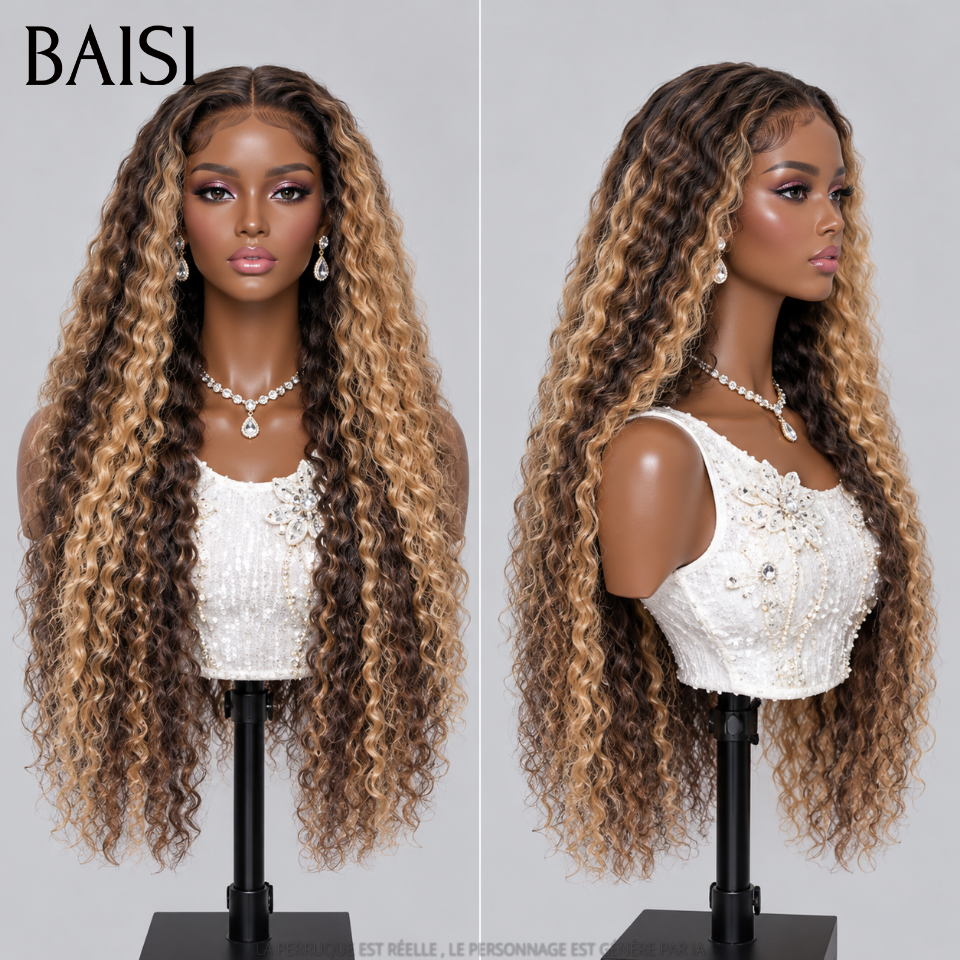 BAISI 13X4 lace Perruque pour revendre long Deep Wave en couleur Mixte #4#27 Promo 159€ 100% Raw Hair en 100% vrais cheveux humains