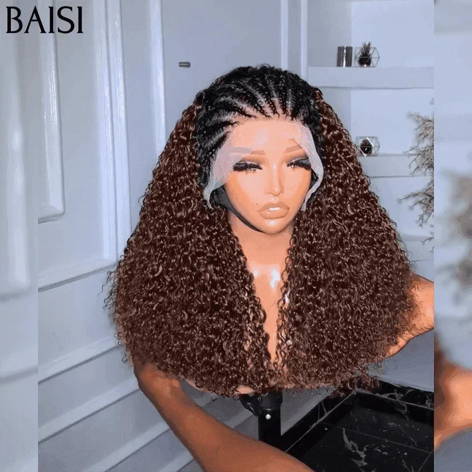 BAISI Achetez 2 perruques minimum au prix d'usine fournisseur 13X4  perruque longue Kinky Curly 1BT4#  natte en 100% cheveux humains