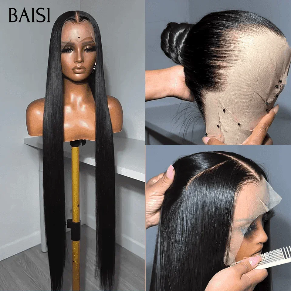 BAISI Achetez 2 perruques minimum au prix d'usine fournisseur 360 full lace perruque lisse en 100% vrais cheveux humains (Pas Besoin De Code)