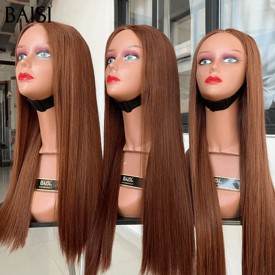 BAISI Perruque Lisse marron de luxe  A1 Fabriquées par les cheveux double drawn Vietnam Hair 250% densité plus de 20 ans d' utilisations en 100% Cheveux Humains  BS65
