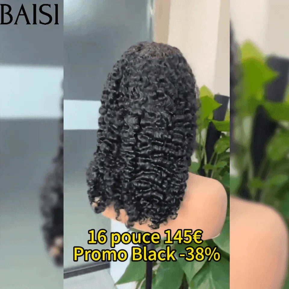 BAISI 4X4 closure perruque de Luxe Spring Curly 16 Pouce A2 Fabriquées par les cheveux double drawn Nouvelle Promotion Black friday 16 pouces 145€ en 100% cheveux humains FR38