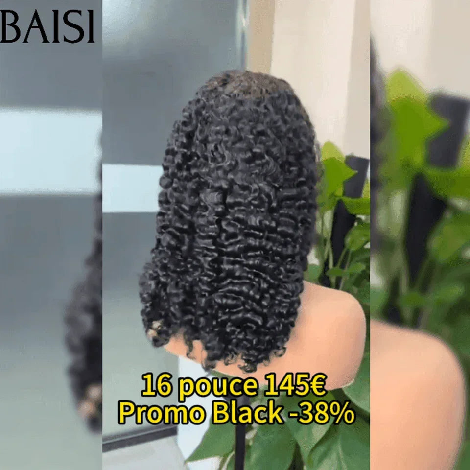 BAISI 4X4 closure perruque de Luxe Spring Curly 16 Pouce A2 Fabriquées par les cheveux double drawn Nouvelle Promotion Black friday 16 pouces 145€ en 100% cheveux humains FR38