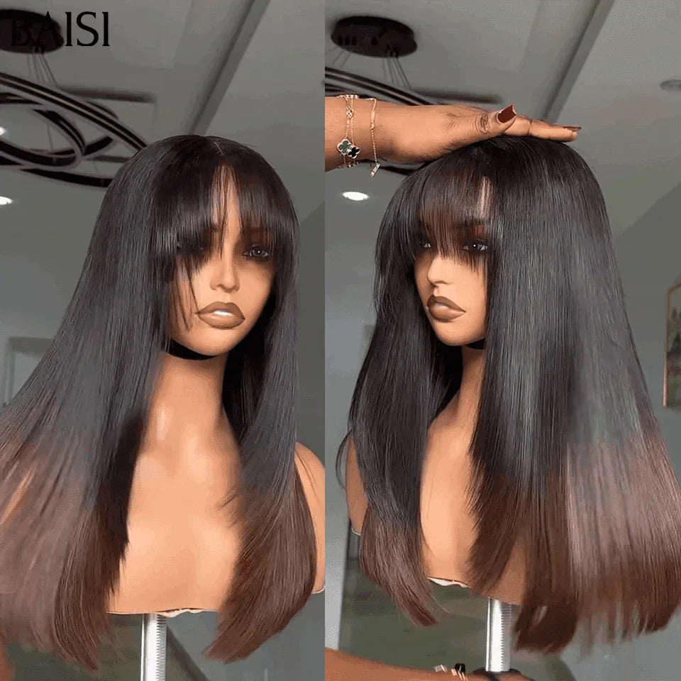 Baisi 300% densidade perucas de luxo sdd osso reto 100% vietnã cabelo 2x6 peruca de renda 16 Polegada na cor 1b #4 marrom suave mais de 20 anos de uso fr20