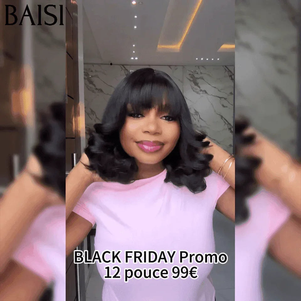 BAISI 15A SDD BONE STRAIGHT bob Luxury Wigs Straight bob without lace with bangs A1 Made by double drawn hair