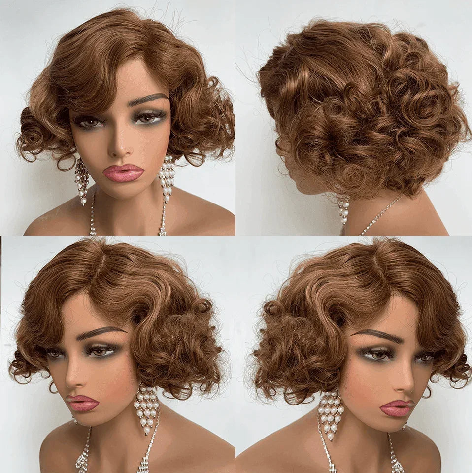 BAISI Lace Frontal Perruque Bob Carrée lisse en Couleur ou Boucles 66€ en 100% Cheveux Humain