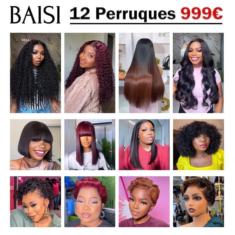 BAISI Set di 6 parrucche convenienti 520 euro in capelli umani al 100% Modello personalizzato di buona qualità in capelli indiani brasiliani Codice promozionale: VIP100