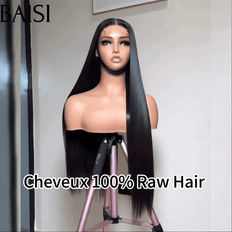 BAISI Achetez 2 perruques minimum au prix d'usine fournisseur 4x4 Closure Perruque lisse  En 100% Cheveux Humains En Cheveux Indians Brésiliens De Bonne Qualité (Pas besoins de code)