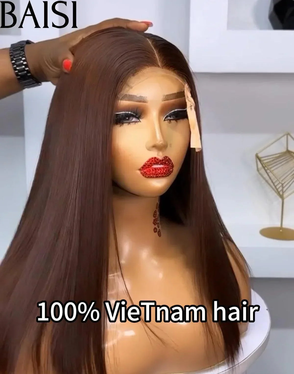 BAISI Compre 2 perucas a preço de fábrica fornecedor Lace 2X6 Straight Highlight Square Wig # 1BMIX # 27 (sem necessidade de código)