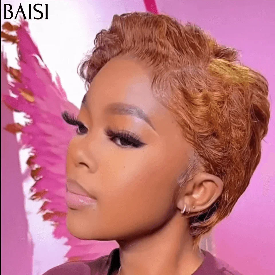 BAISI 2 Perruques 85€ 13X4 lace pixie vague Couleurs personnalisées  Moitié Prix en 100% Cheveux Humains MP50