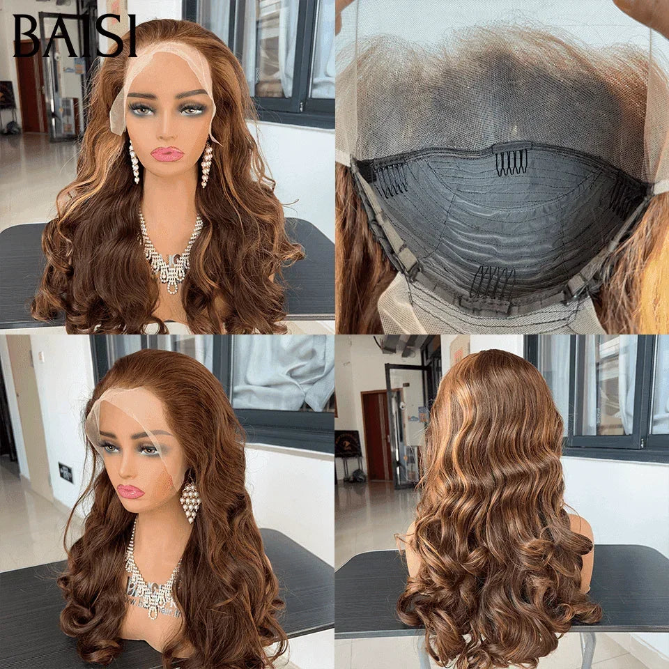 BAISI 13x4 Lace Frontal Perruque 4 Perruques en gros 579€ Body Wave Rouge Bordeaux 99J ou NOIR ou Marron ou Mixte 250% densité en 100% Cheveux Humains BS65
