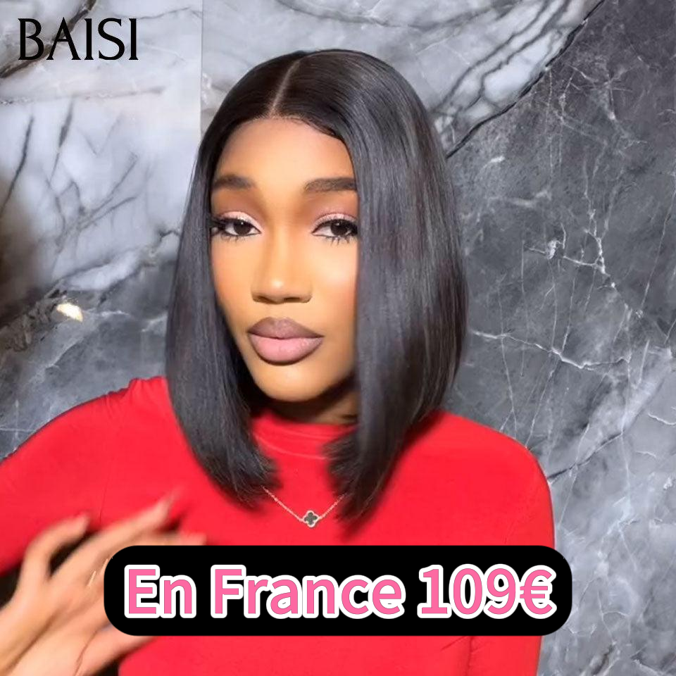BAISI  13X4 Perruques 12 Pouces 109€de Luxe Lisse bob SDD BONE STRAIGHT 300% densite A1 Fabriquées par les cheveux double drawn