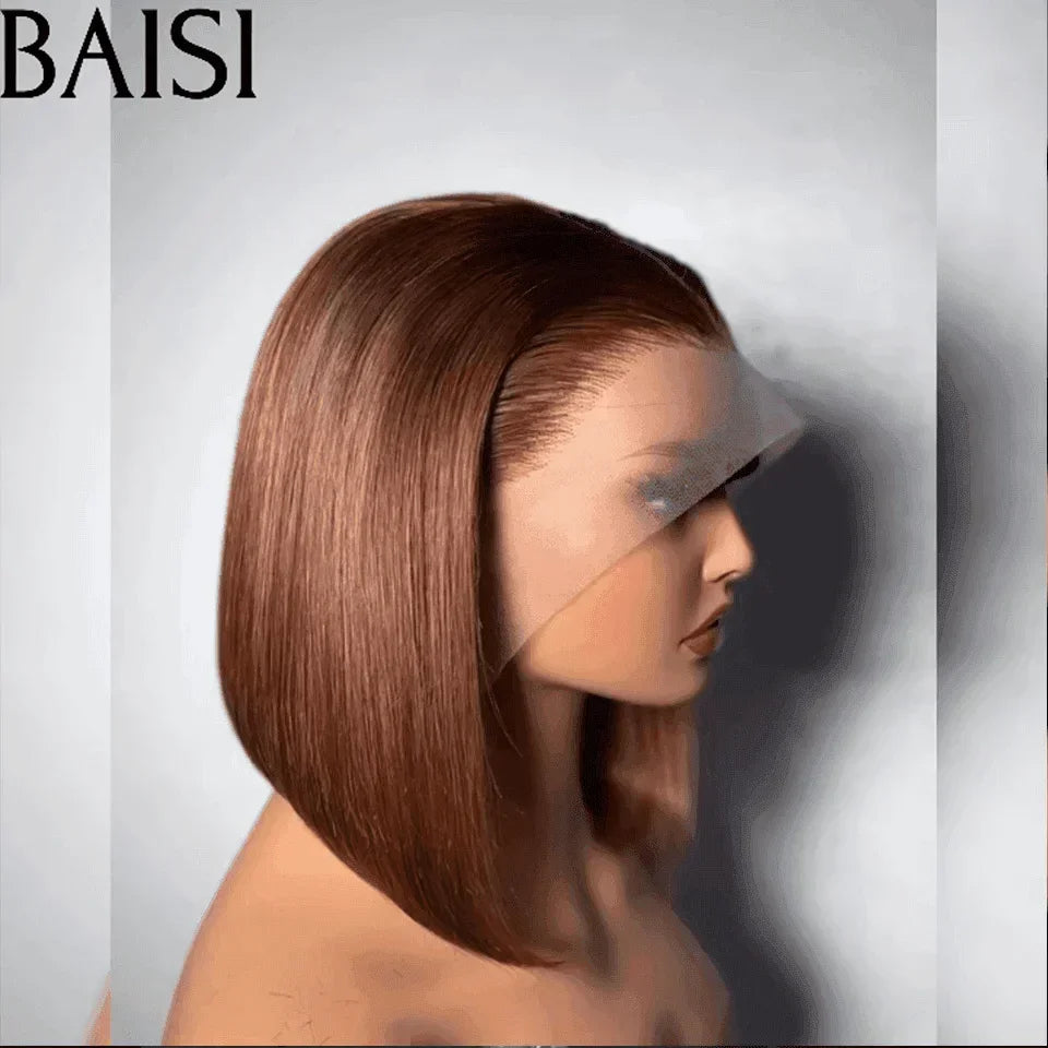 BAISI HAIR FR 13X4 Perruque carrée lisse en couleur  Marron 4# en 100% vrais cheveux humains