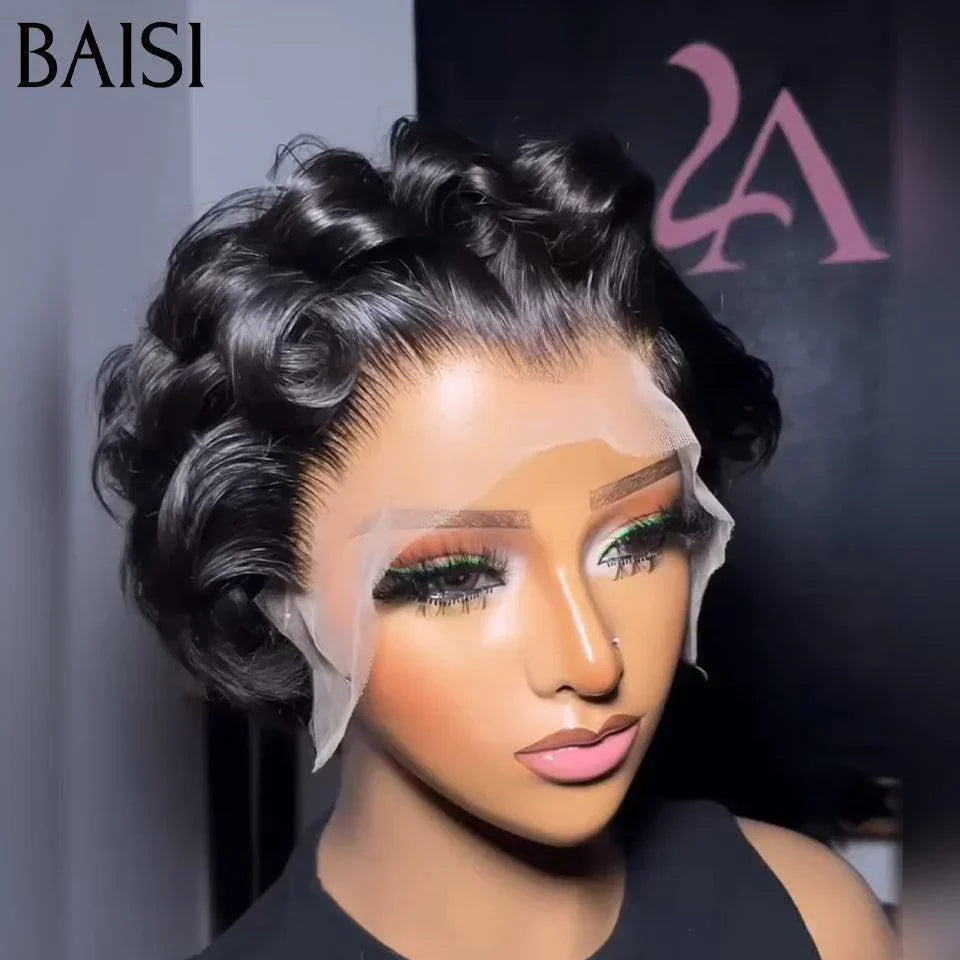 BAISI Noël PROMO 69€ Pixie Vague Frontale 13x4 lace Couleurs noir 100% identique à la photo