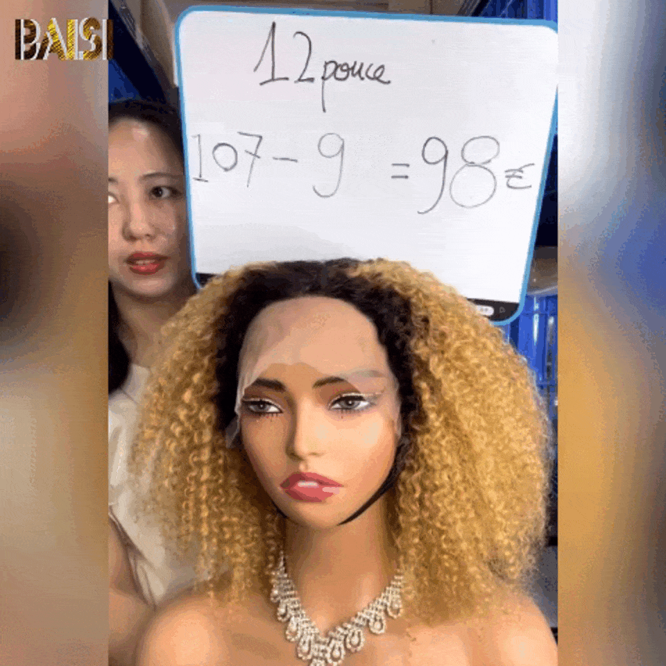 BAISI T PART LACE CURLY WIG in Color 1BT27# IN 100% HUMAN HAIR IN BROWN COLOR C