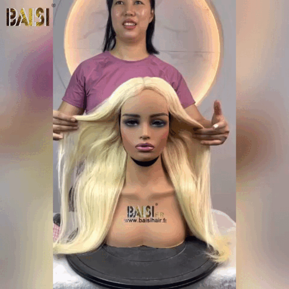 BAISI Perruque 5x5 Lisse En Blonde 613# En 100% Vrais Cheveux Humains