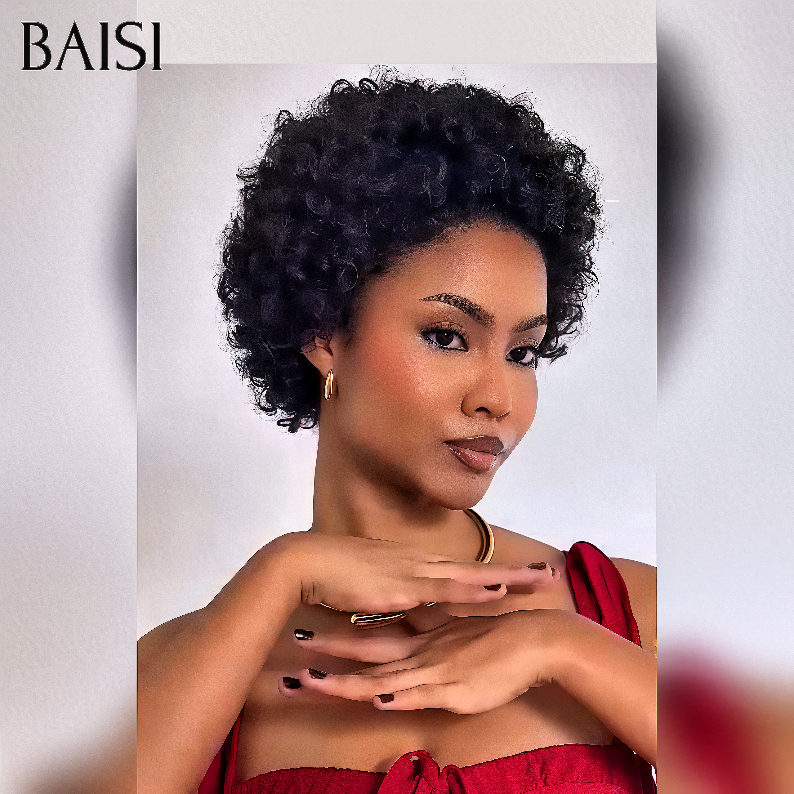 BAISI Arrivage Promo 64€ Facile à porter 13x4 lace frontal curly wave pixie avec coiffure tressée natte en 100% Cheveux Humains
