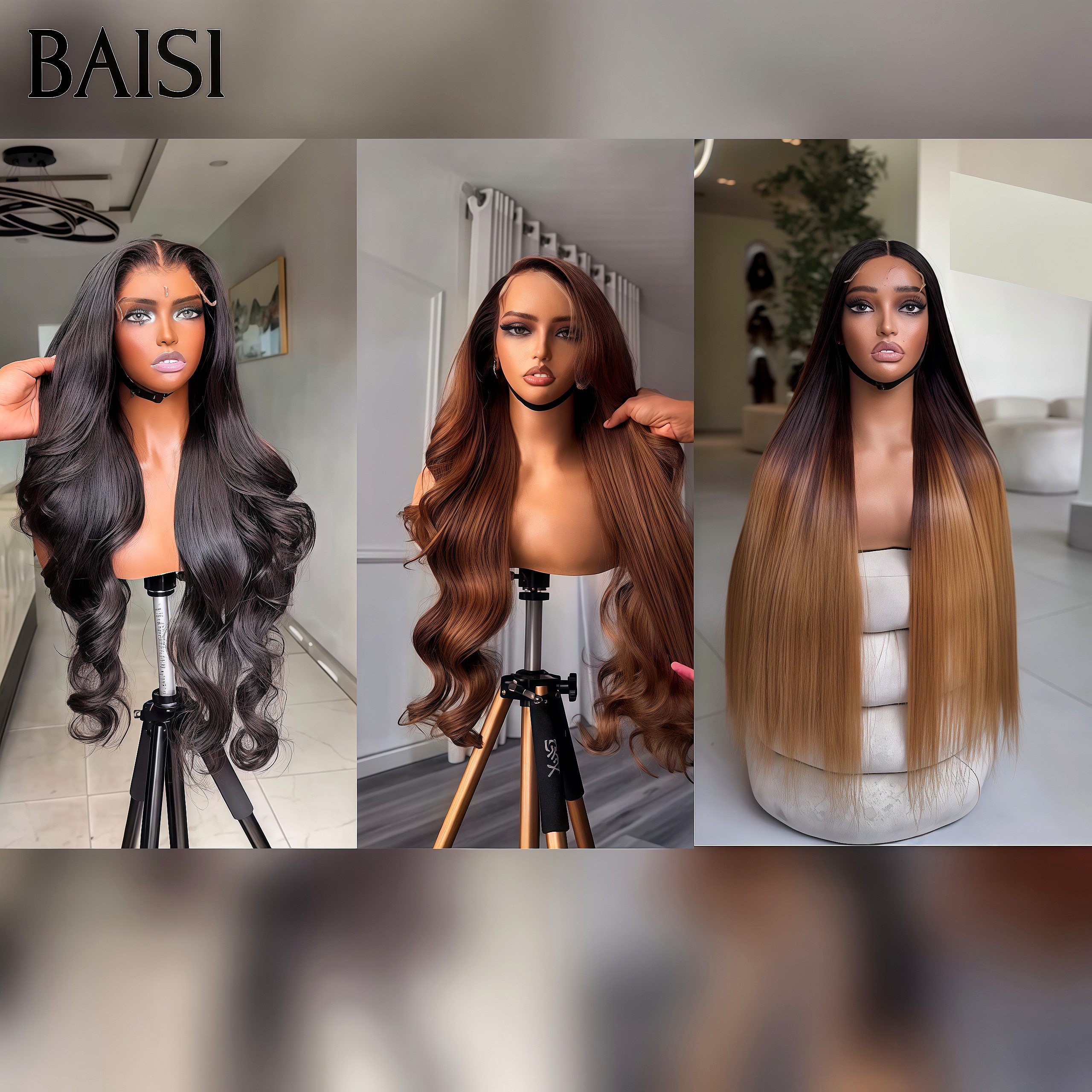 BAISI 3 Wigs to resell €299 Afro curly wave 1BT27# and Smooth Black and curly wave 4#27# in 100% real human hair VIP100