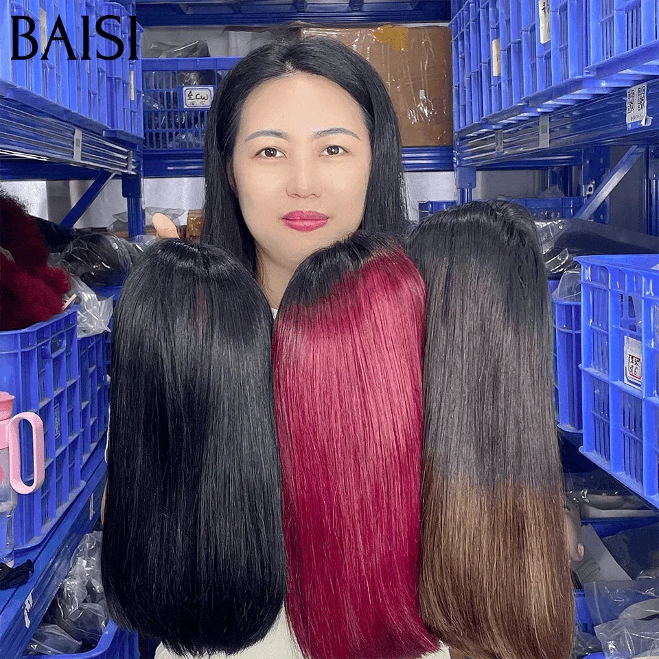 BAISI  3 Perruques 215€ 10 pouce 2X6 lace de luxe 100% Vietnam hair BOB Lisse 3 Couleurs NOIR ou 1BT99J ou 1BT4# en 100% Cheveux Humains FR38