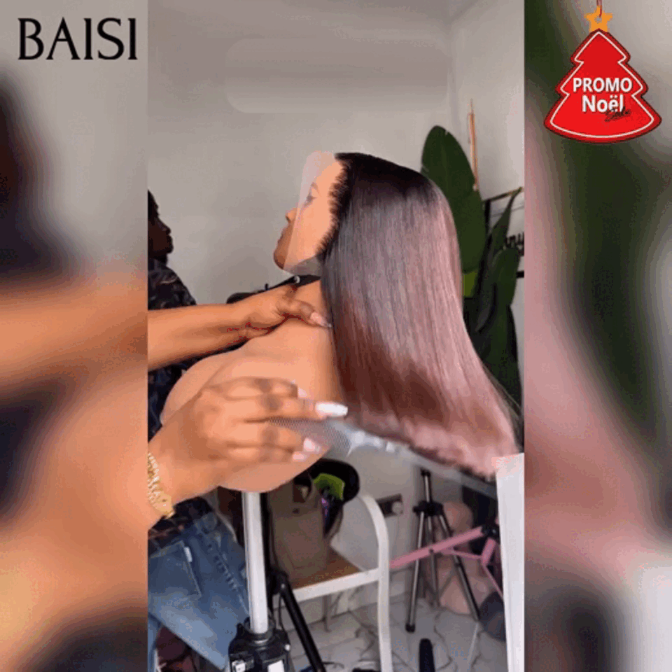 BAISI HAIR FR 2X6 gerade quadratische Perücke in der Farbe 1BT4# aus 100 % echtem Menschenhaar