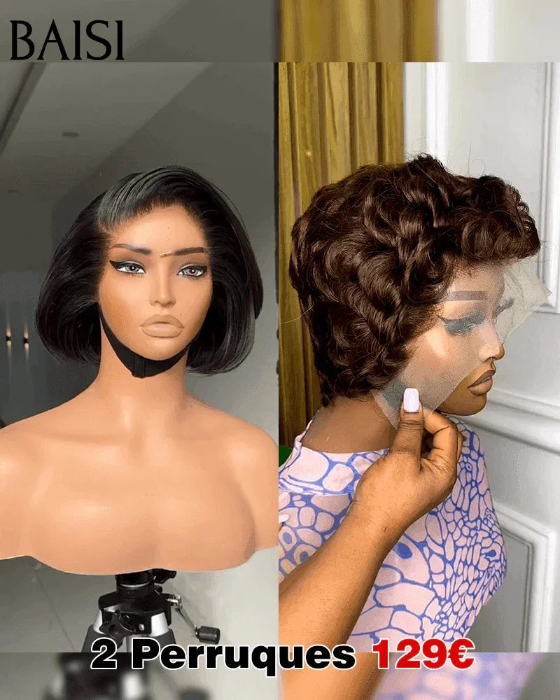 Venta flash BAISI 2 pelucas de cabello humano 100% real 149 euros (código：FR20)