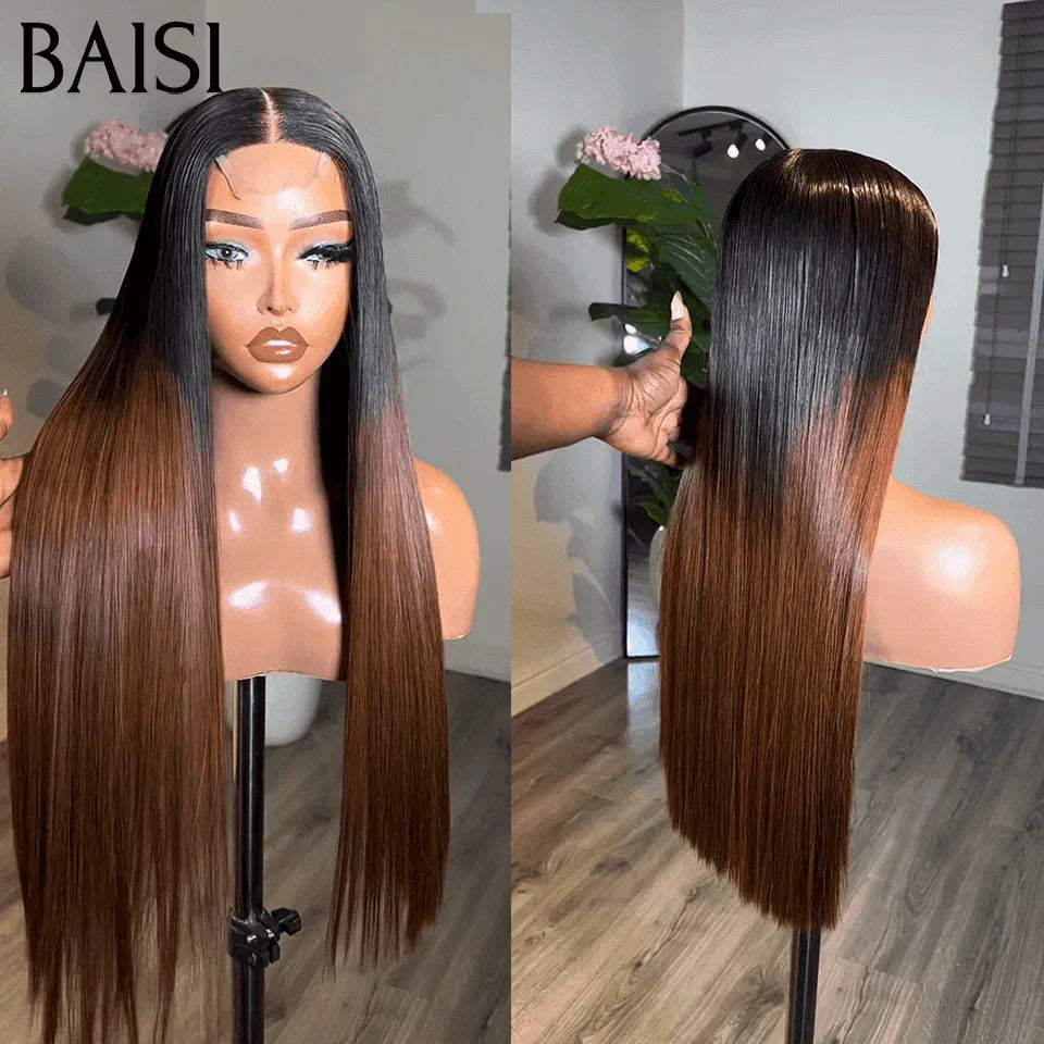 BAISI 2X6  Perruques de Luxe Haute Qualité 250% Densité 100% Vietnam Hair 20 Pouces 189€en Couleur  Marron 1BT4# 20 Pouces en 100% Cheveux Humains FR38