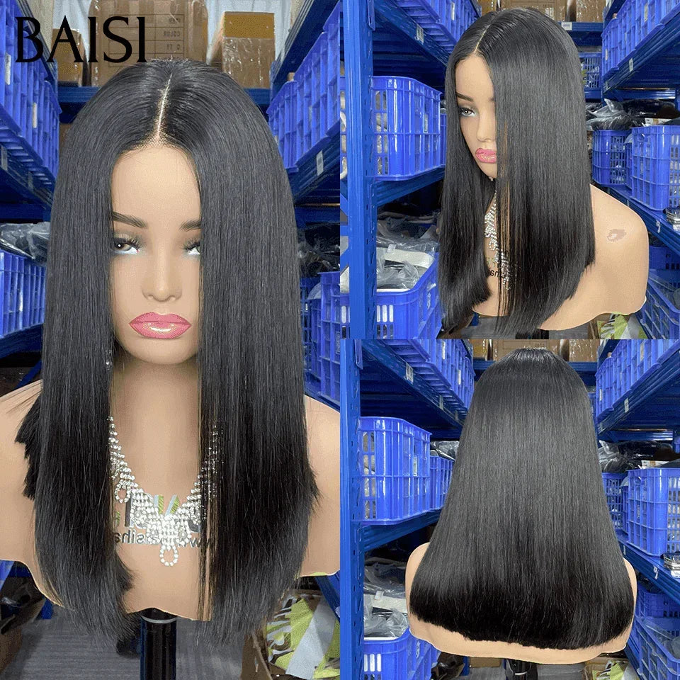 BAISI 4X4 Bob Perücke, natürlich, gerade, 25,4 cm, 200 % Dichte C