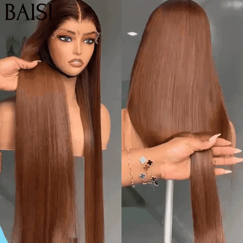 BAISI  2 Perruques 298€ 20 pouce 2X6 lace de luxe 100% Vietnam hair  Lisse 2 Couleurs Marron ou 1BT99J  en 100% Cheveux Humains