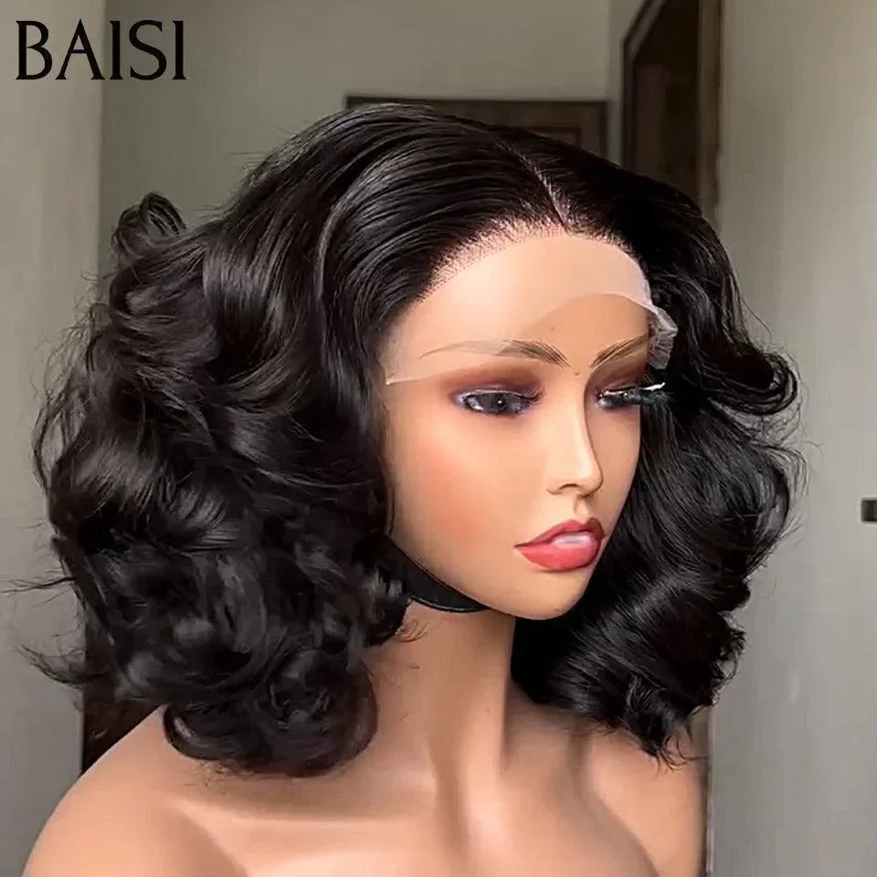 BAISI Achetez 2 perruques minimum au prix d'usine fournisseur Perruque Pixie En Couleur #4 ou 4X4 lace egg wave 10 Pouces F-025# en 100% Cheveux Humains Pas Besoins De Code