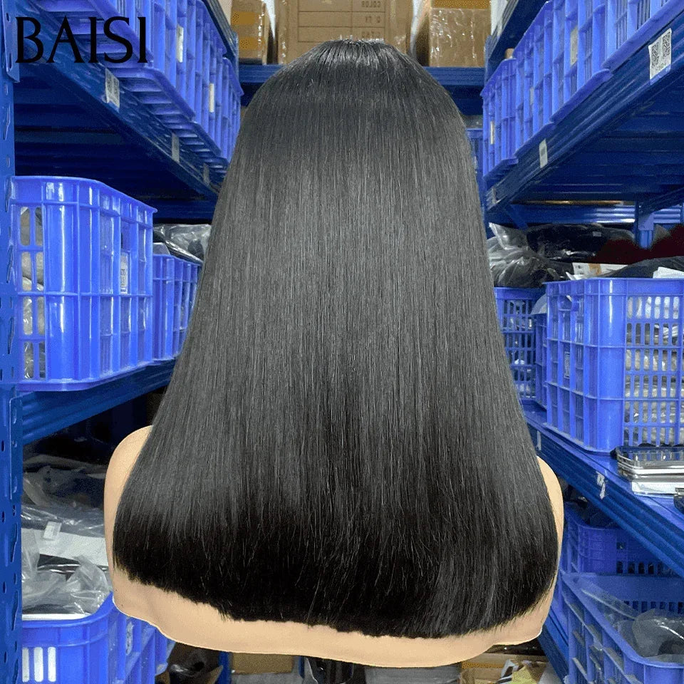 Pelucas de lujo BAISI, peluca recta con cierre de encaje 2x6, cabello 100% humano, cabello Vietnam, densidad del 300%, más de 20 años de uso