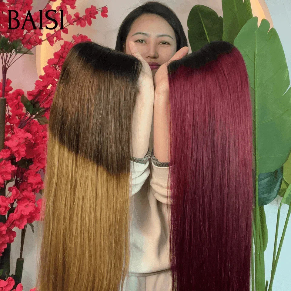 BAISI 2 Wigs WITHOUT glue Body wave and curly wave to resell €275 18 inches in 100% real human hair VIP100