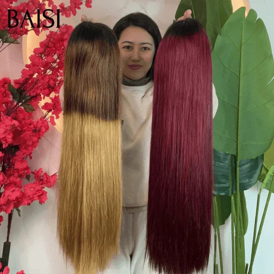 BAISI 2 Wigs WITHOUT glue Body wave and curly wave to resell €275 18 inches in 100% real human hair VIP100