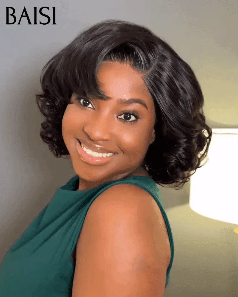BAISI T part Perruque Personnalisée Bouclé Avec La Raie De Côté moitié prix 85€ En Couleur Naturelle MP50